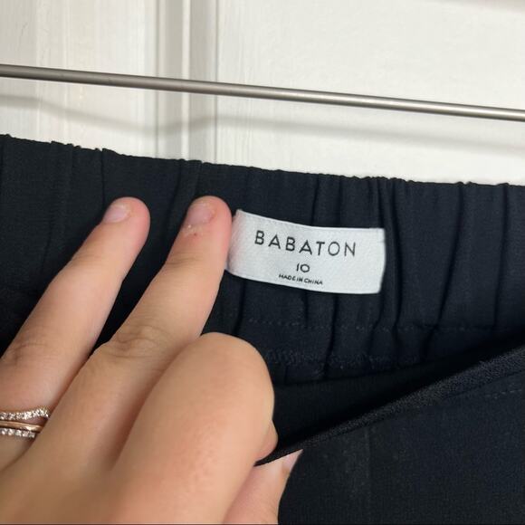 Aritzia Babaton Conan Black Side Stripe High Rise Cropped Pants Size 10 - Picture 5 of 7